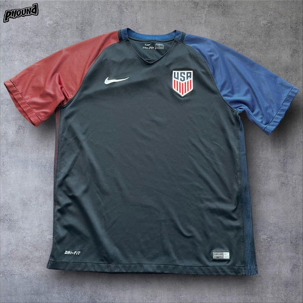 United States Men's National Team Shirt Mens Black Red Blue Soccer Nike Dri Fit